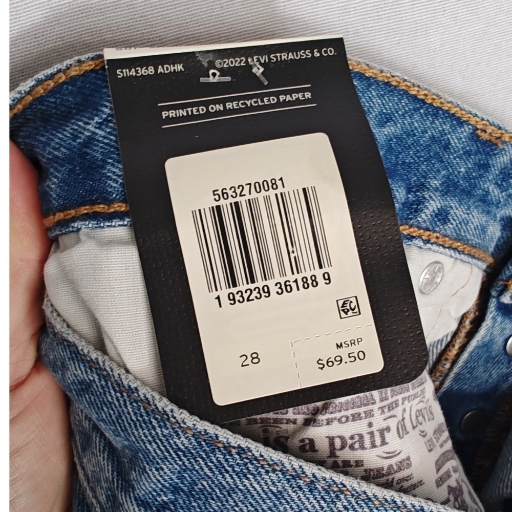Levi's 501 Shorts 28 Blue High Rise Raw Hem Cut Off Denim 56327-0081 New - Picture 7 of 10